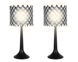 "Crystal Lattice Radiance" Metal And Crystal Table Lamp (Set of 2) - Matt Black / Clear Crystal