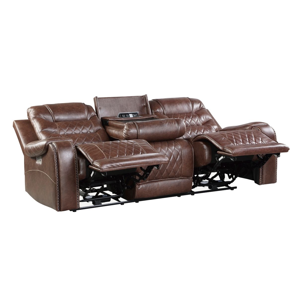 Putnam - Power Double Reclining Sofa With Center Drop-Down Cup Holders, Receptacles And USB Ports