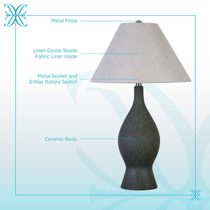 "Cerulean Elegance" Ceramic Table Lamp (Set of 2) - Blue Gray