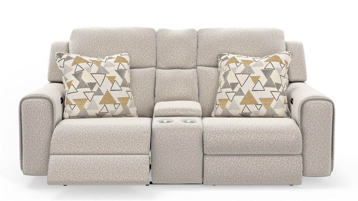 Micah - Power Headrest Power Deep Seat Reclining Console Loveseat - Oatmeal