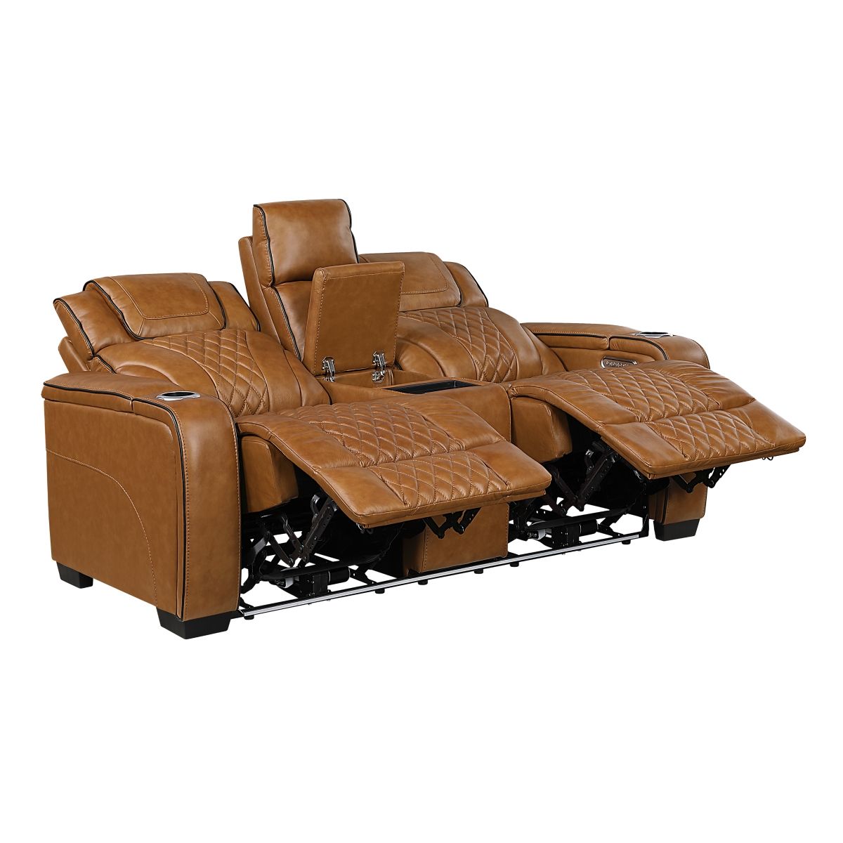 Apex - Power Double Reclining Loveseat With Center Console, Power Headrests, Storage Arms With Cup Holders, Wireless Charger, Air Massage And Heat, LED Lighting And Charging Ports