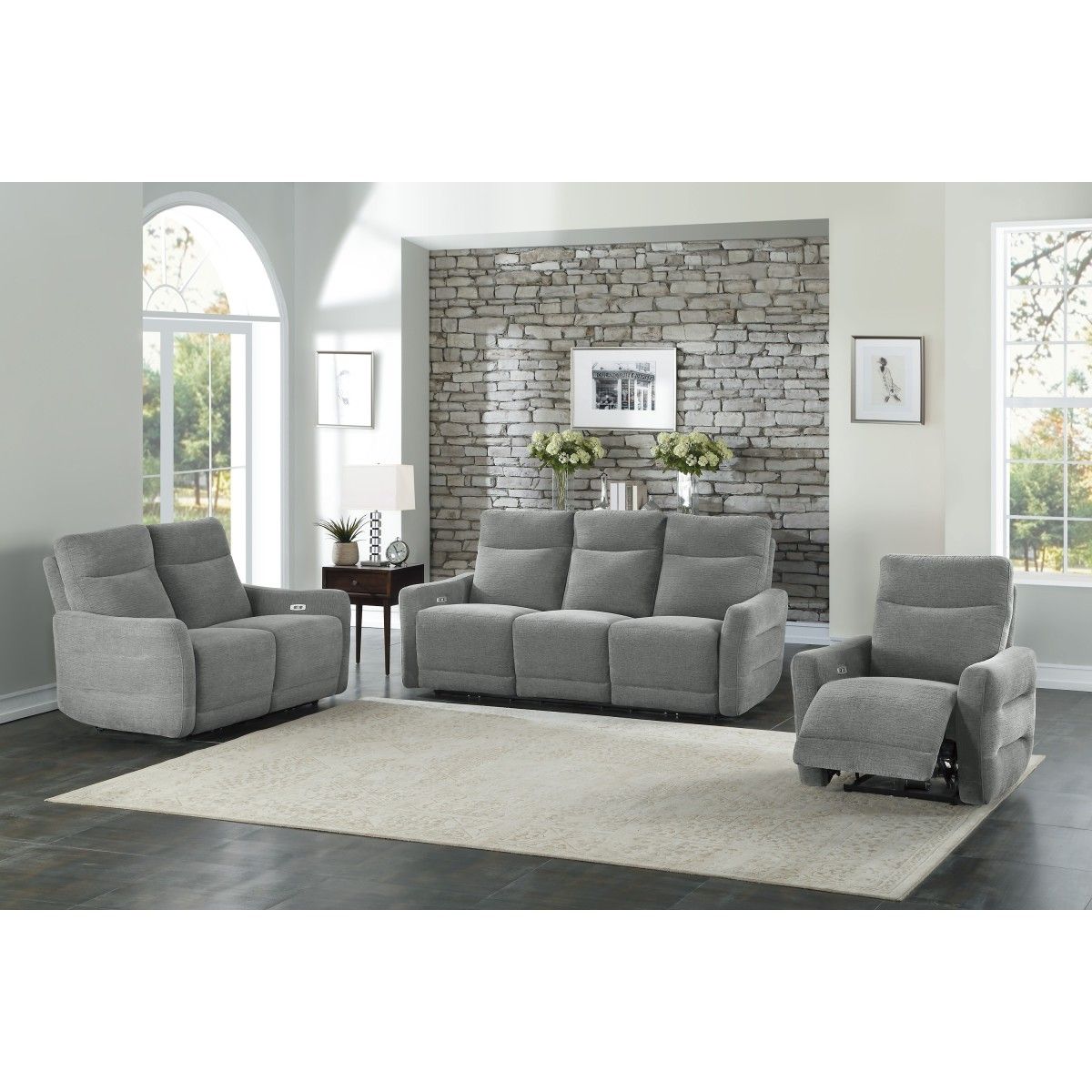 Edition - Power Lay Flat Reclining Chair With Power Headrest And USB Port - Dove Gray