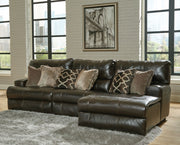 Como - 3 Piece Italian Leather Match Reclining Sectional