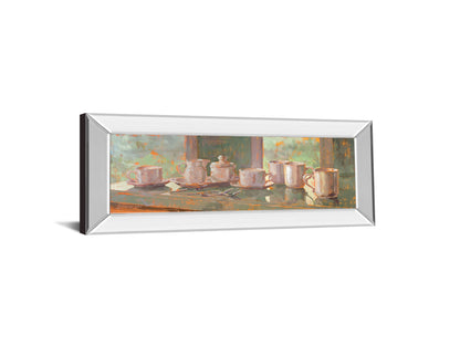 Gathering Il By Lorraine Vail - Mirror Framed Print Wall Art - Light Brown