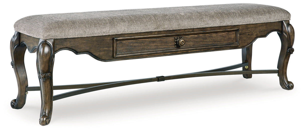Maylee - Upholstered Storage Bench - Dark Brown