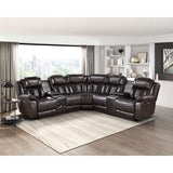 Ramone - 3 Piece Power Reclining Sectional With Consoles, Speakers, Subwoofer And LED Lighting - Brown