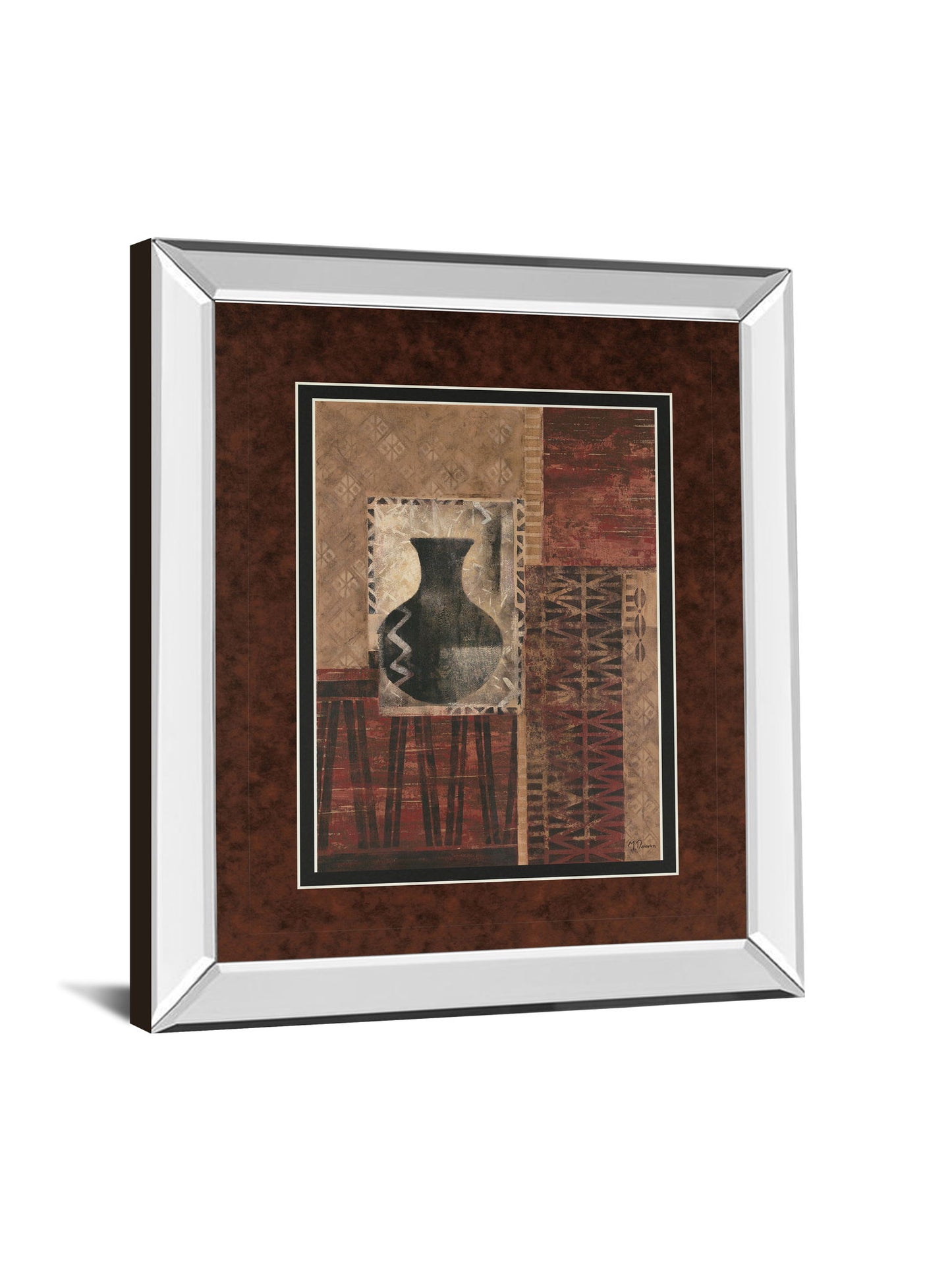 Artifact Revival I By Maria Donovan - Mirror Framed Print Wall Art - Dark Red