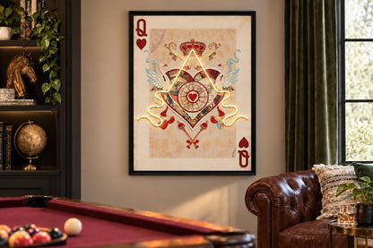 Courtly Glow Iv - 25 X 33 - Hand-Embellished Neon Canvas In Frame - Cream