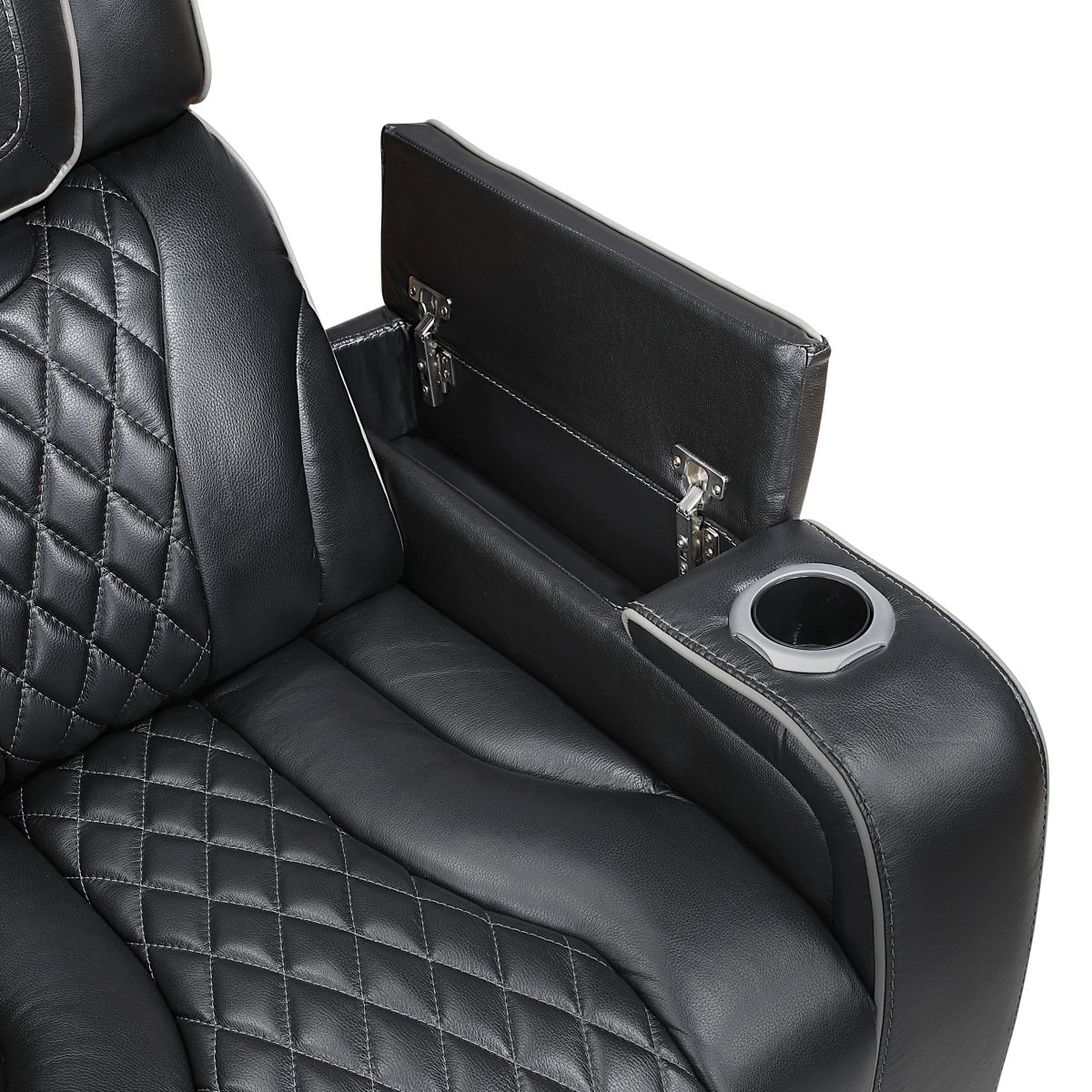 Apex - Power Double Reclining Sofa With Center Drop-Down Cup Holders, Power Headrests, Storage Arms With Cup Holders, Reading Lights, Wireless Charger, Air Massage And Heat, LED Lighting And Charging Ports