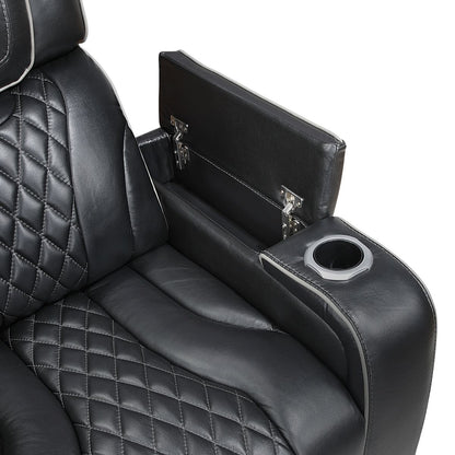 Apex - Power Double Reclining Sofa With Center Drop-Down Cup Holders, Power Headrests, Storage Arms With Cup Holders, Reading Lights, Wireless Charger, Air Massage And Heat, LED Lighting And Charging Ports