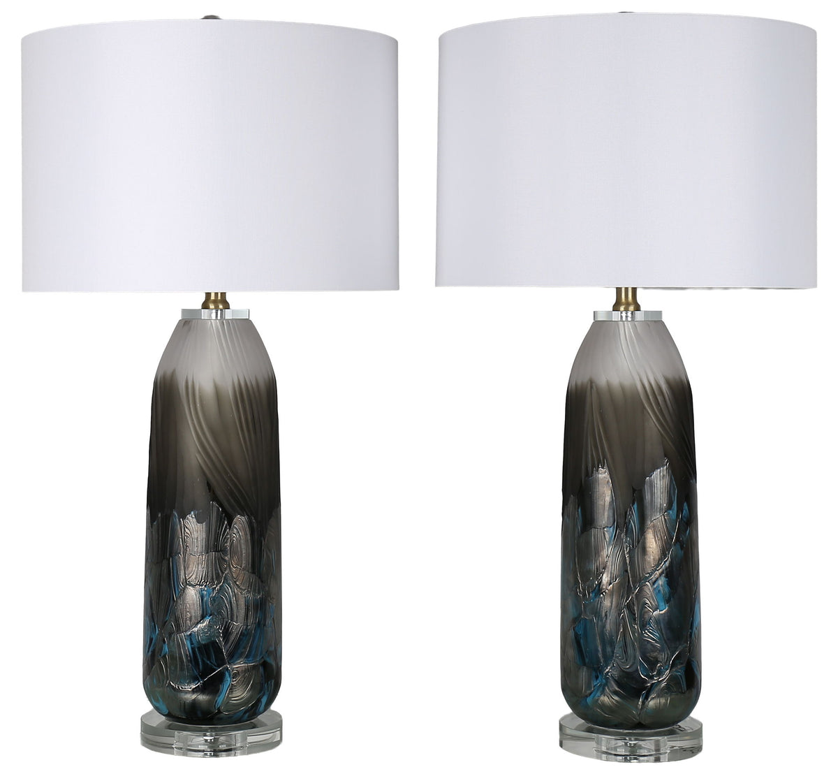 Nocturne Current - 29 X 15 - Art Glass Table Lamp (Set of 2) - Midnight Smoke Blue