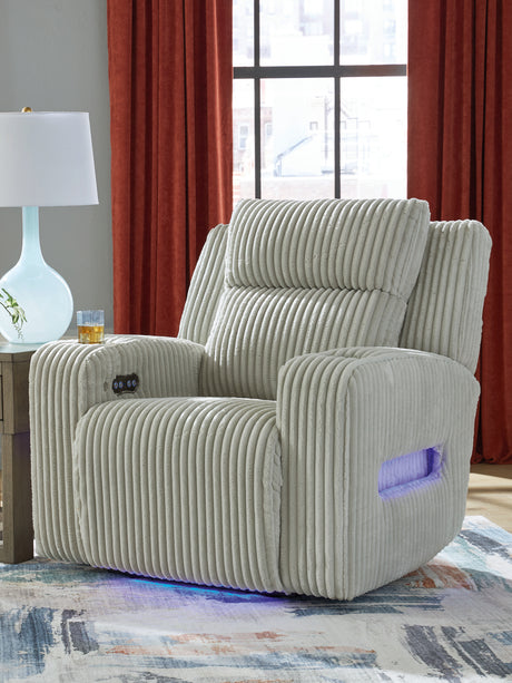 Furniture City - MS - Ashley Furniture - Forest Lake Living Room - PWR REC Sofa with ADJ Headrest / Black - PC6420215