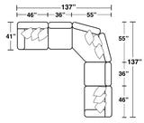 Como - 5 Piece Italian Leather Match Reclining Sectional