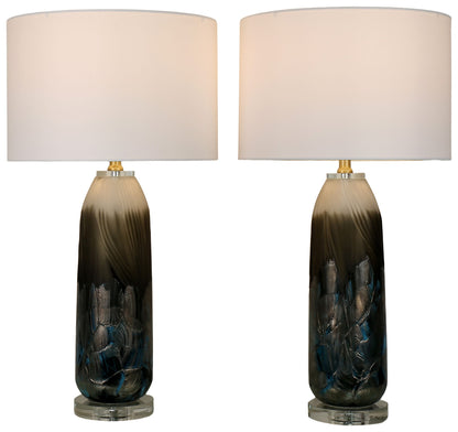 Nocturne Current - 29 X 15 - Art Glass Table Lamp (Set of 2) - Midnight Smoke Blue