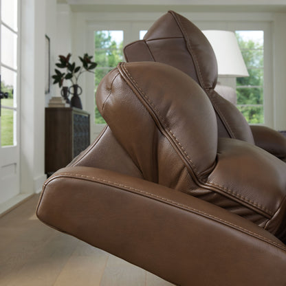 Vonryan - Power Reclining Loveseat With Console / Adj Headrest - Tobacco