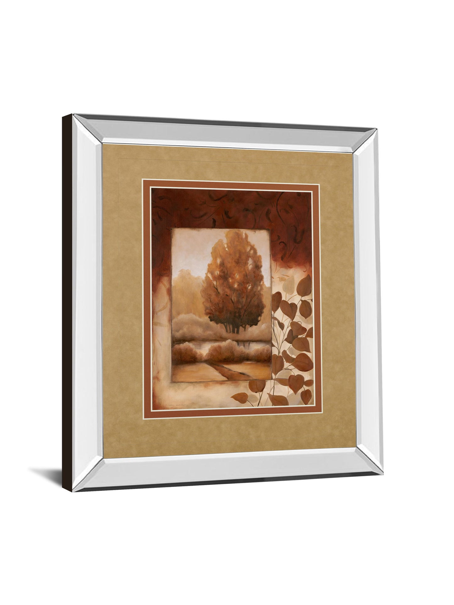 Fall Vignette Il By Carol Robinson - Mirror Framed Print Wall Art - Light Brown