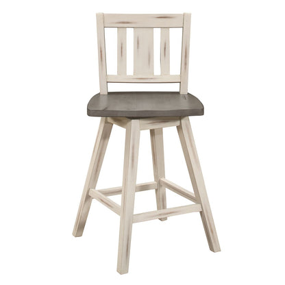 Amsonia - Swivel Counter Height Chair (Set of 2) - White / Distressed Gray