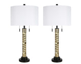"Twist Elegance" Metal Table Lamp (Set of 2) - Matte Black / Soft Gold