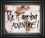 World On Wood By Sd Studios - Framed Print Wall Art - Beige