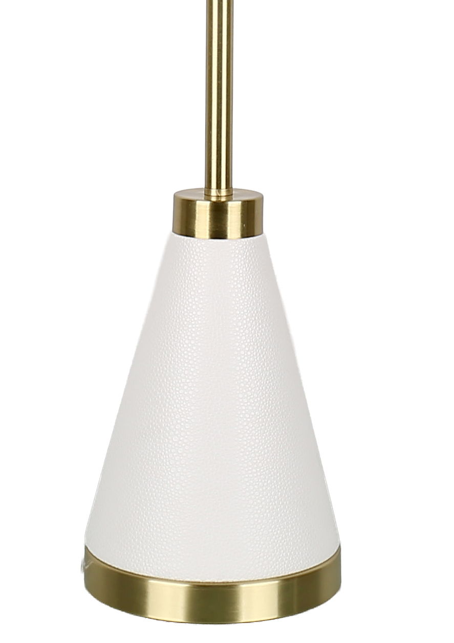 Gilded Cadence - 32 X 11 - Metal Buffet Lamp (Set of 2) - Textured White Pu Leather, Soft Gold