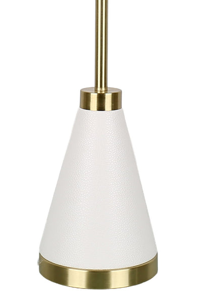 Gilded Cadence - 32 X 11 - Metal Buffet Lamp (Set of 2) - Textured White Pu Leather, Soft Gold