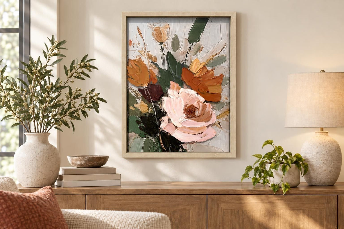 Amber Petal Rhapsody I - 24 X 32 - Hand-Embellished Plexiglass In Frame - Pink