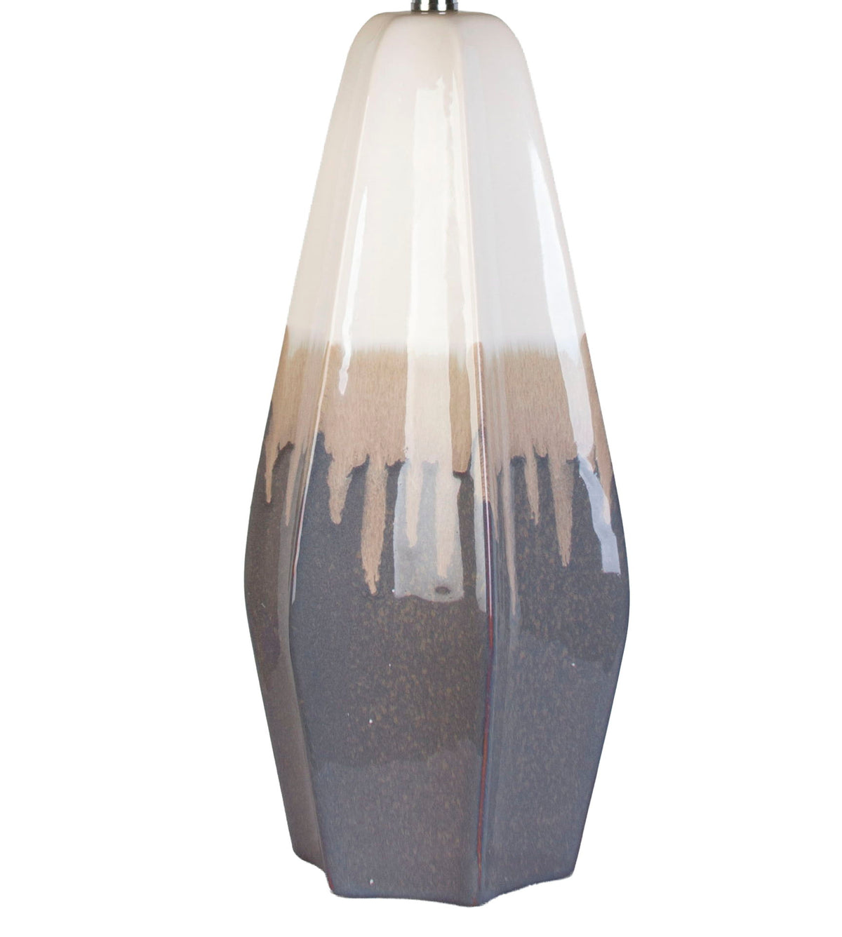Ashen Cascade - 32 X 17 - Ceramic Table Lamp (Set of 2) - Ivory Mushroom Charcoal Drip Glaze