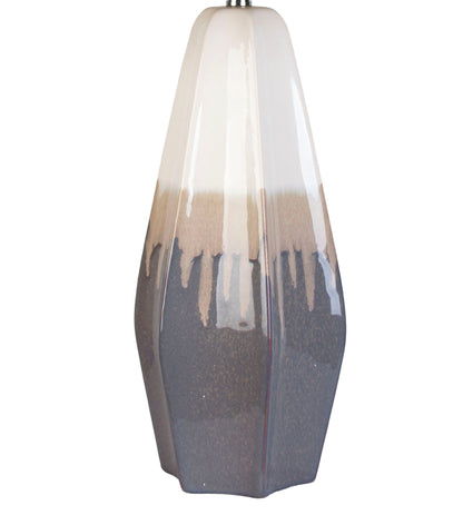 Ashen Cascade - 32 X 17 - Ceramic Table Lamp (Set of 2) - Ivory Mushroom Charcoal Drip Glaze