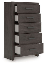 Prendonea - Five Drawer Chest - Charcoal