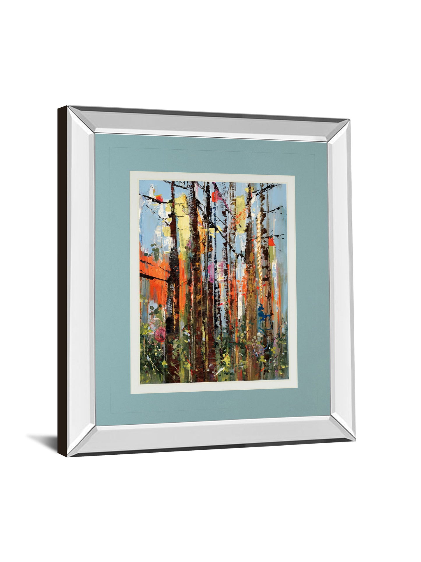Eclectic Forest By Rebecca Meyers - Mirror Framed Print Wall Art - Light Blue
