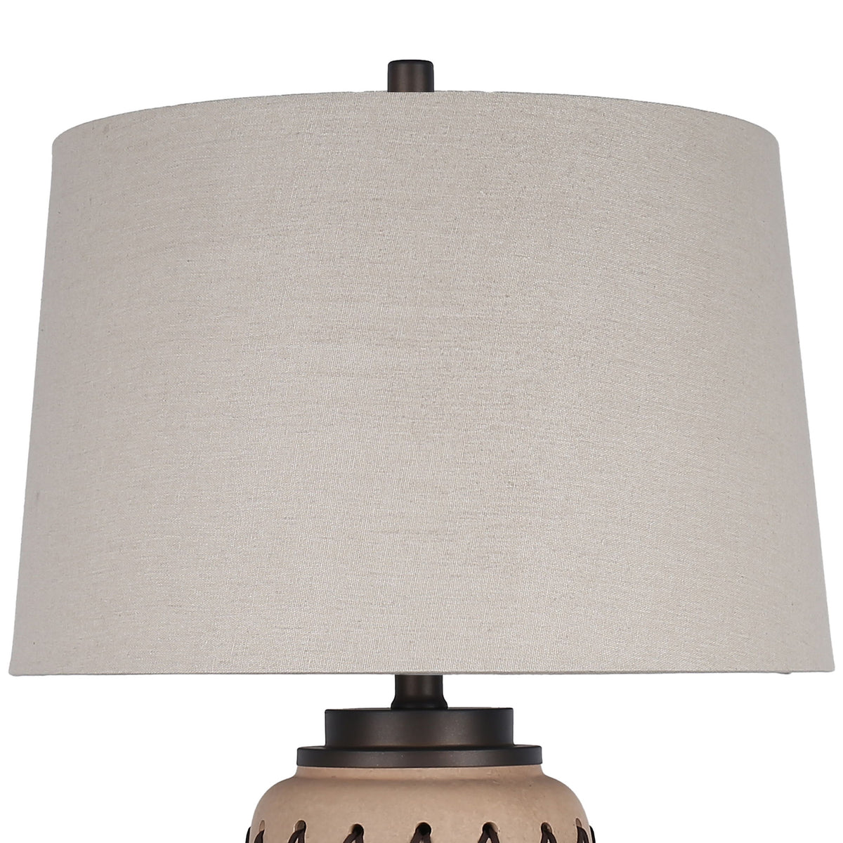 Diamond Weave Ceramic, PU Leather & Metal Table Lamp (Set of 2) - Terra
