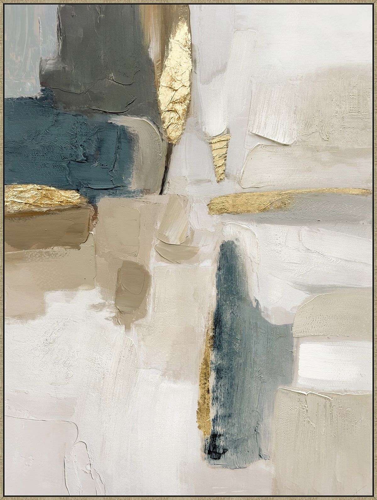 Gilded Cadence II - 35 X 47 - Hand-Embellished Canvas In Frame - White
