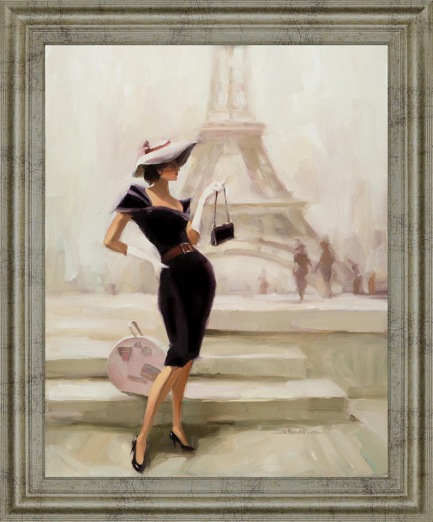 Chic Stroll - 28" x 34" Framed Wall Art - Beige