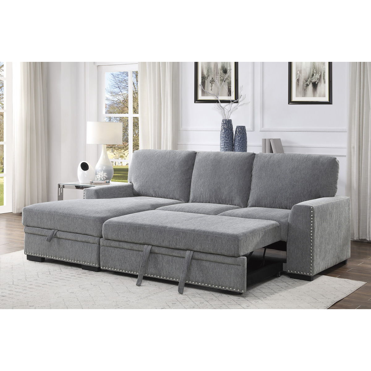 Morelia - 2 Piece Sectional With Pull-Out Bed And Chaise With Hidden Storage