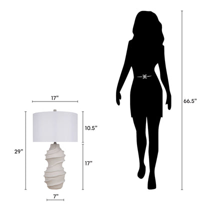"Serenity Waves" Ceramic Table Lamp - Off White
