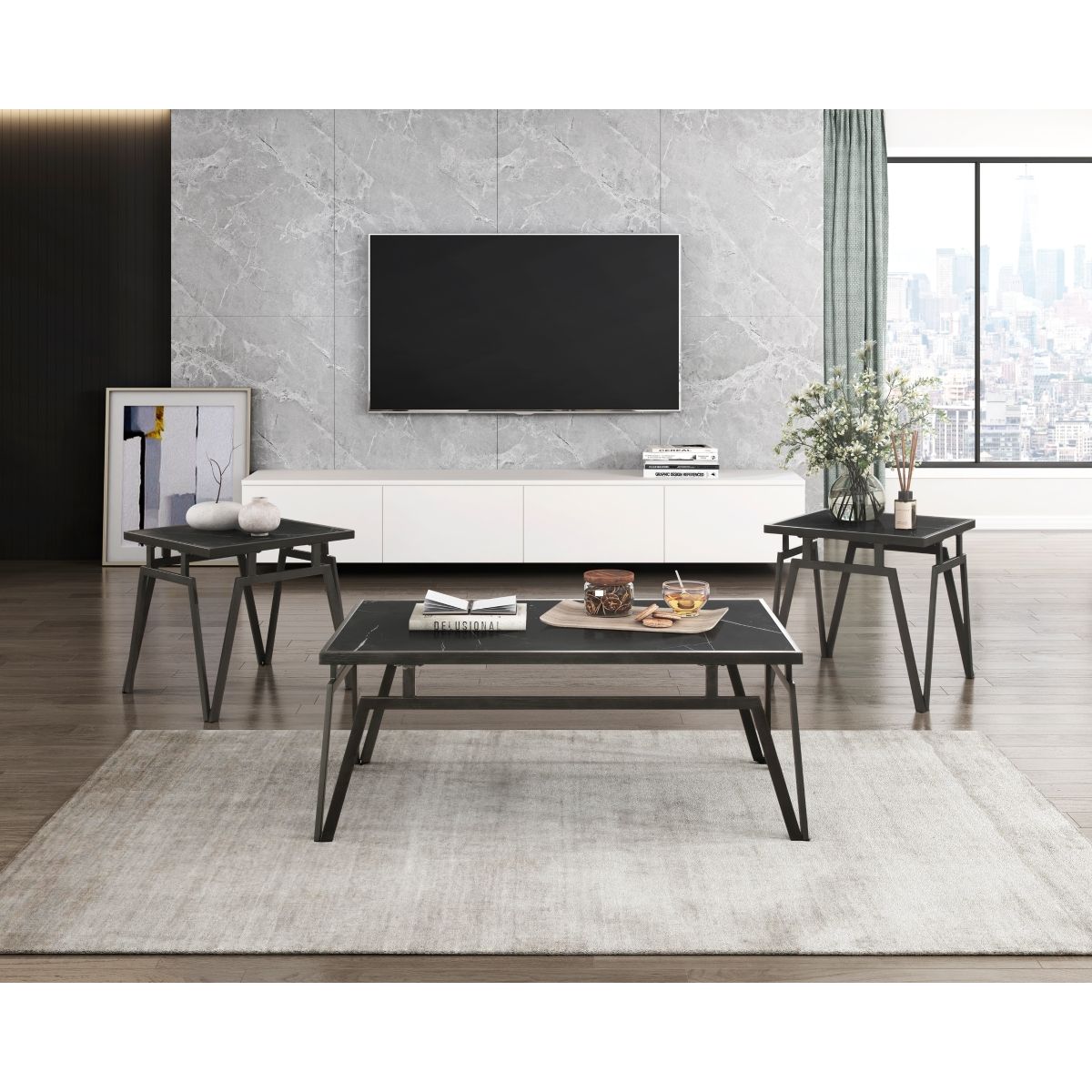 Gaffney - 3 Piece Pack Occasional Set - Black