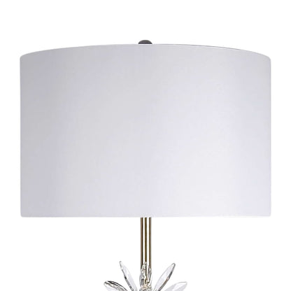 "Crystal Bloom I" Metal And Crystal Floor Lamp - Soft Gold / Clear Crystal / White Marble