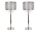 "Crystal Elegance II" Metal Table Lamp (Set of 2) - Polished Nickel / Clear Crystal