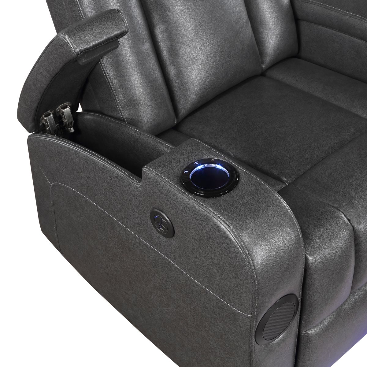 Turbo - Power Reclining Chair With Wireless Charger - Gray