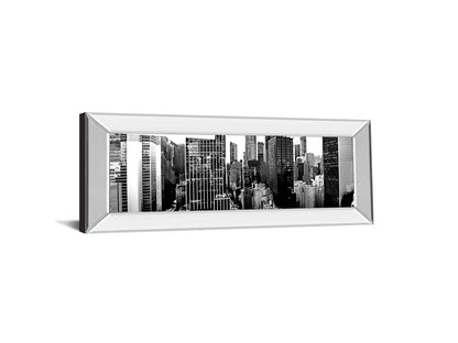 Panorama Of NYC VII By Jeff Pica - Mirror Framed Print Wall Art - Dark Gray