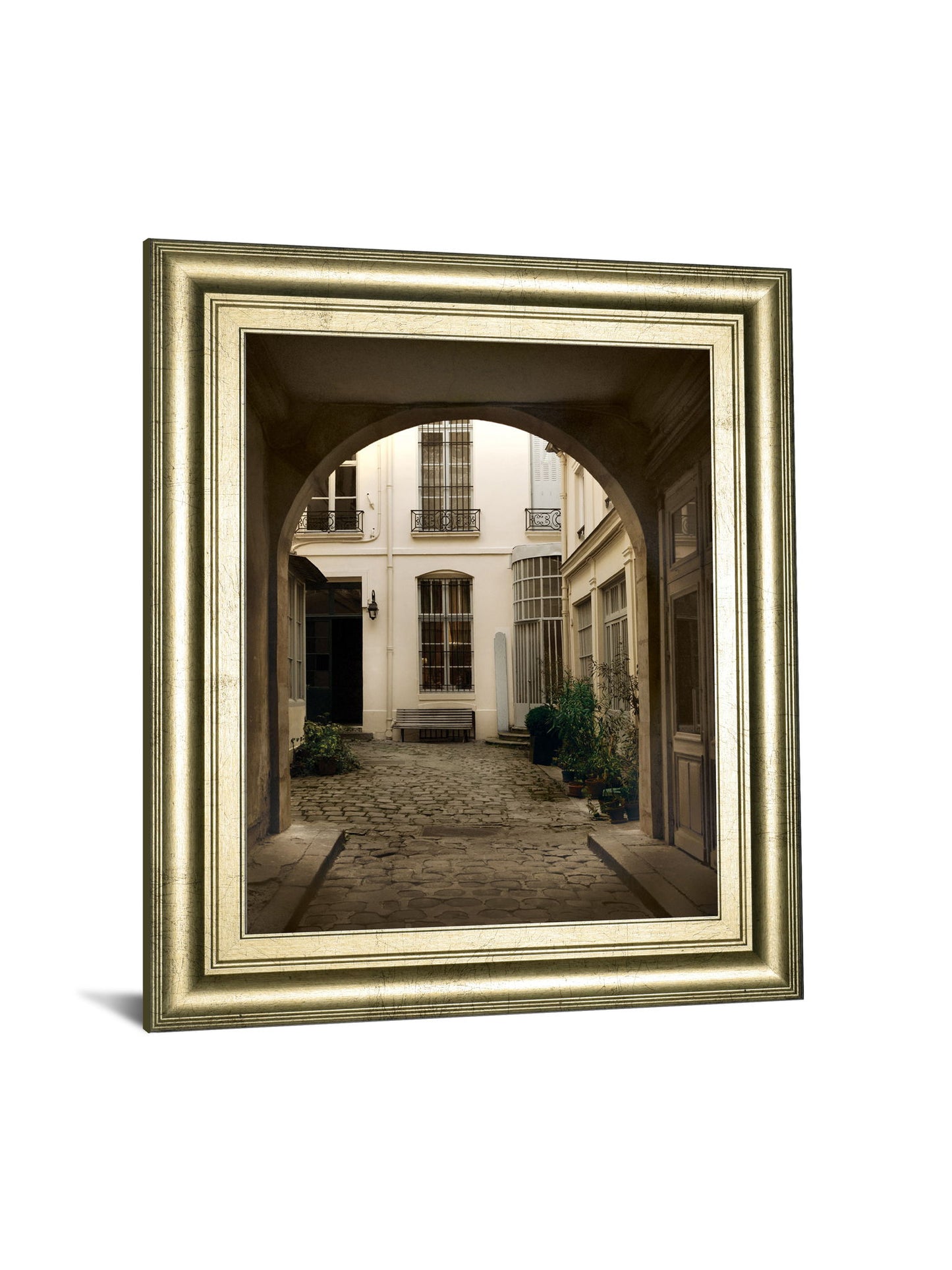 Marais Courtyard By Milla - Framed Print Wall Art - Light Brown