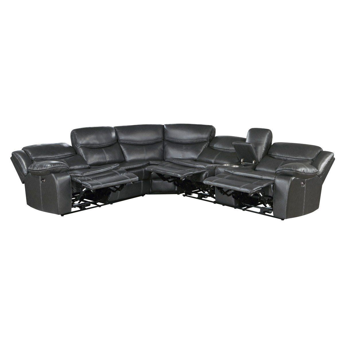 Fargo - (3) 3 Piece Power Reclining Sectional With Right Console - Dark Gray