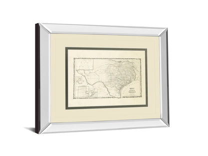 New Map Of The State Of Texas By Johnson And Wank - Mirror Framed Print Wall Art - Beige