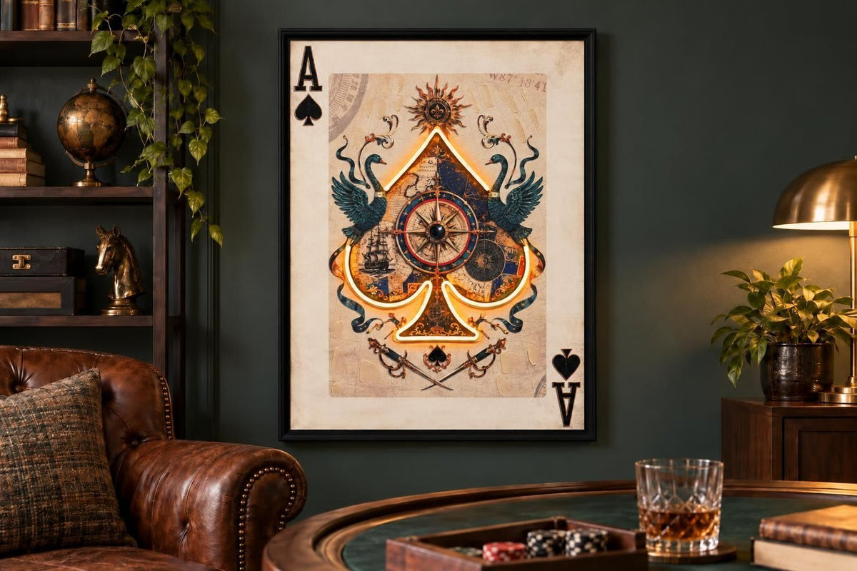 Courtly Glow I - 25 X 33 - Hand-Embellished Neon Canvas In Frame - Cream