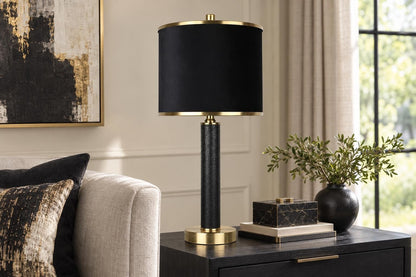 Midnight Regent - 27 X 11 - Pu Leather Table Lamp (Set of 2) - Black Pu Gator Leather