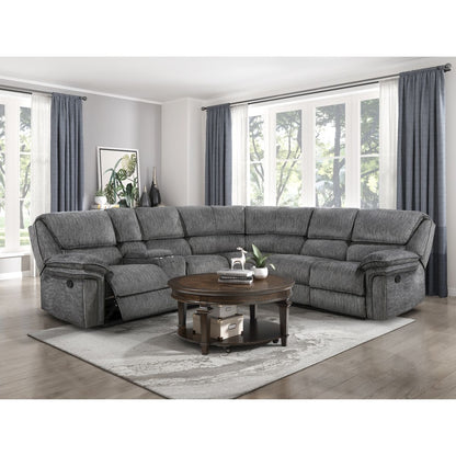 Muirfield - 3 Piece Reclining Sectional With Left Console - Gray