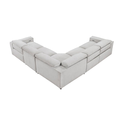 Phoebe - 5-Piece Modular Power Reclining Sectional With Power Headrests - Gray