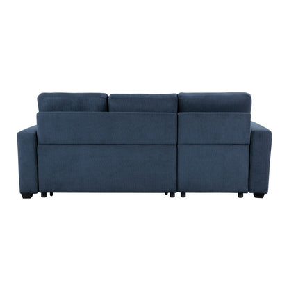 Barbara - Reversible Sectional With Hidden Storage And Pull-Out Bed - Blue