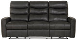 Bosa - Leather Power Reclining Sofa - Charcoal