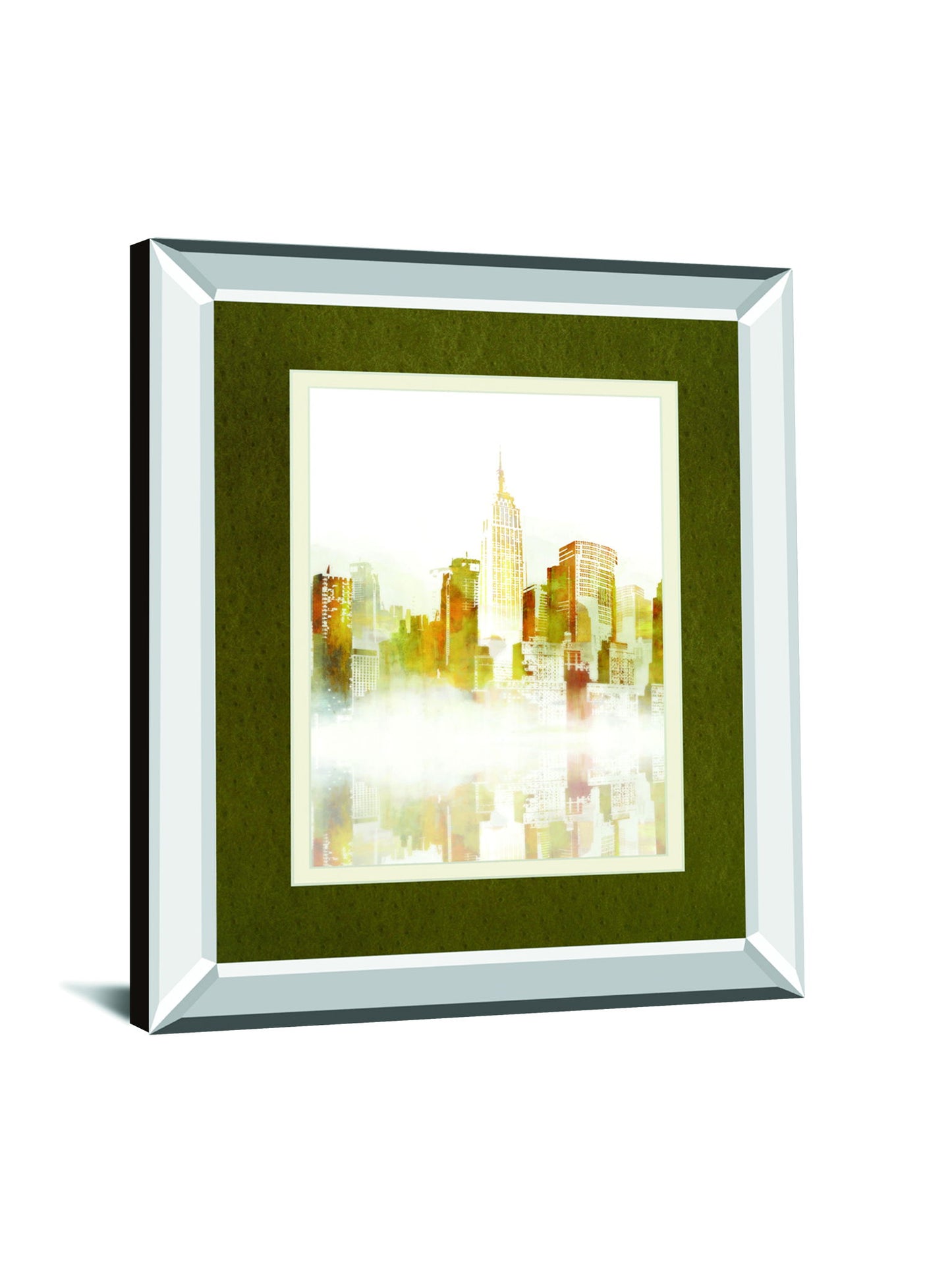 New York Sketch By Ken Roko Mirrored Frame - Yellow